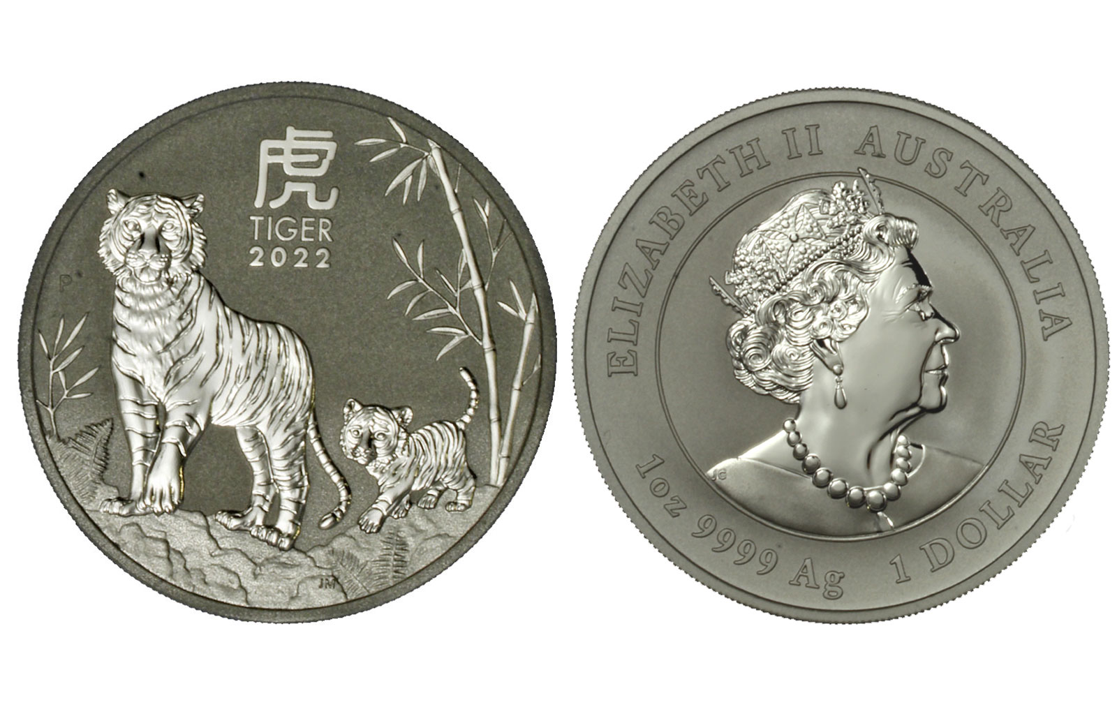 Calendario cinese III Tipo - Anno della Tigre - moneta da 1 dollaro gr. 31,103 in ag. 999/000 - Lotto di 10 pezzi