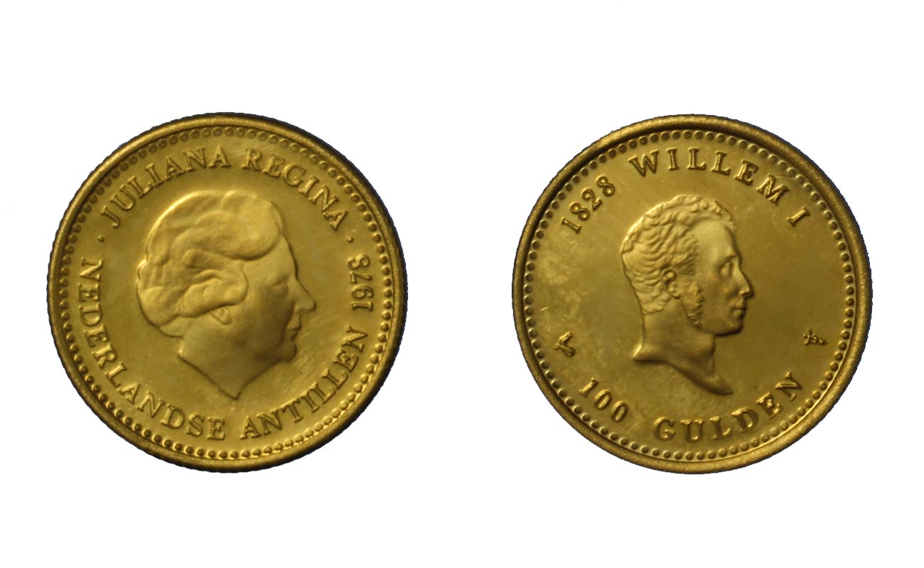 "150 Anniversario della banca" - Regina Juliana- 100 gulden gr. 6,72 in oro 900/000