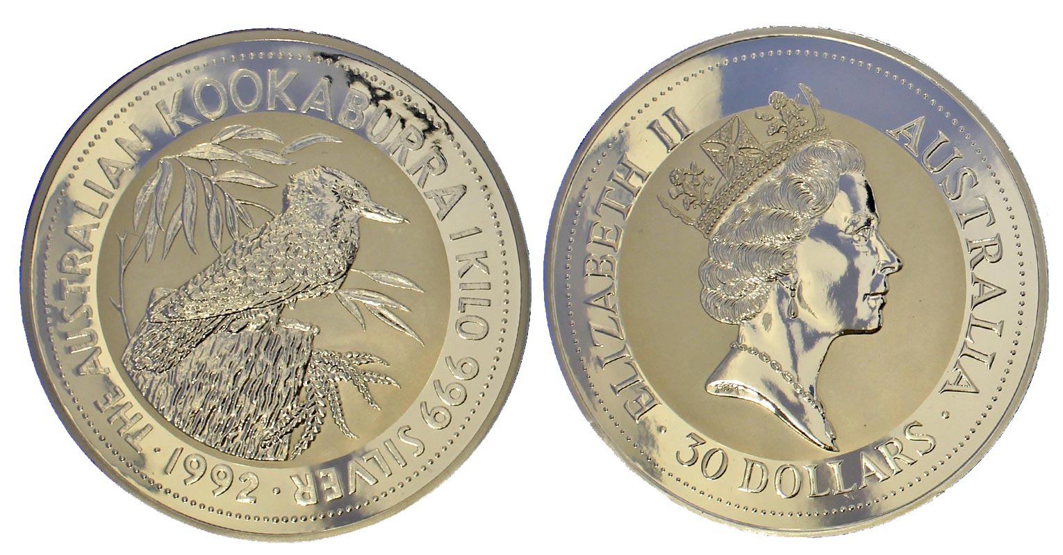 Kookaburra - 30 dollari gr.1000,00 in argento 999/000 in confezione originale