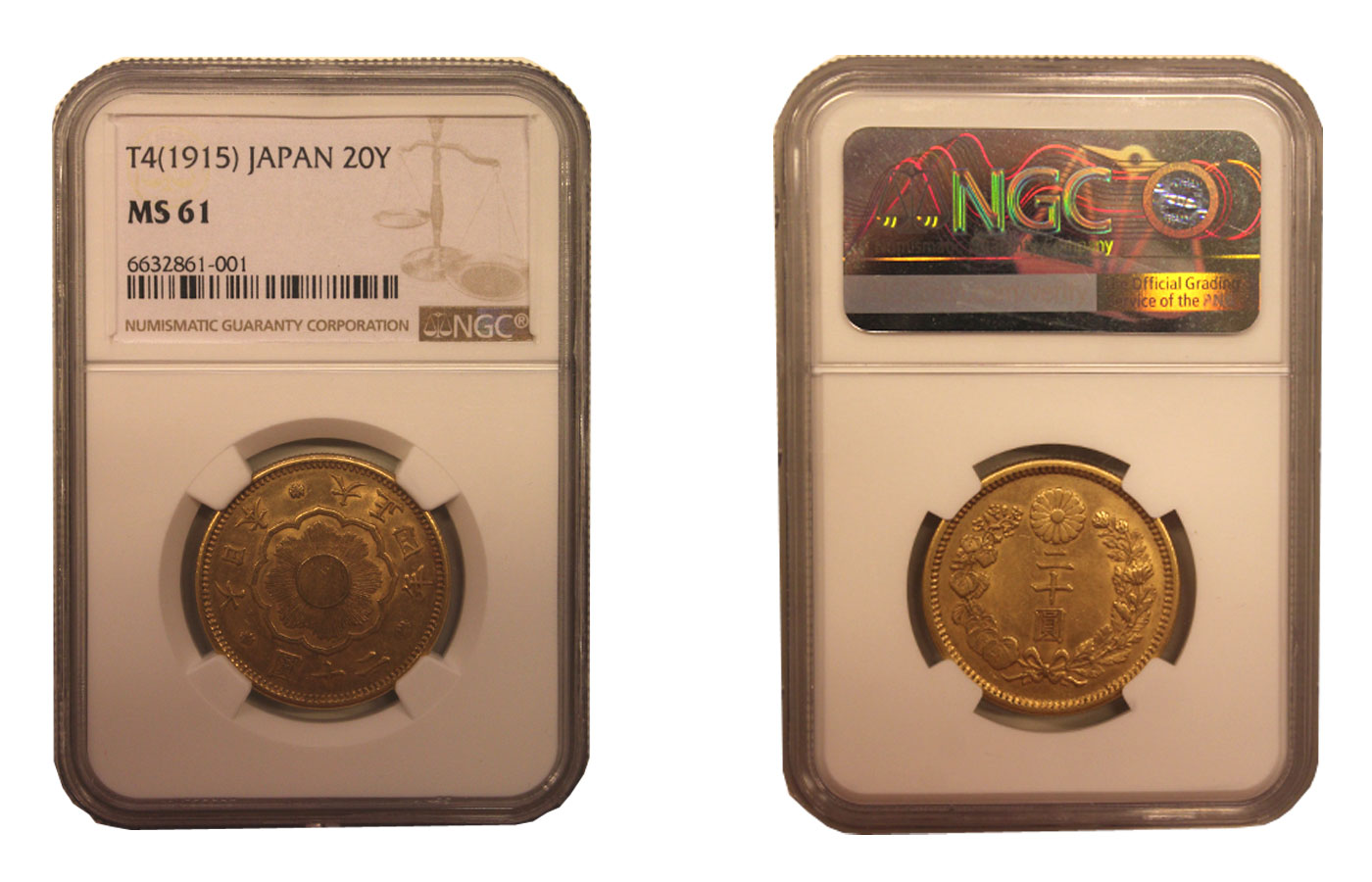 Yoshihito - 20 yen gr. 16,66 in oro 900/ in slab MS 61