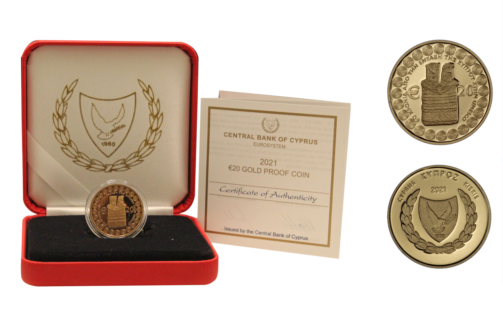 "60° anniv. adesione all'UNESCO"- 20 euro (sterlina) gr. 7,98 in oro 917/000 - Tiratura 1000 pezzi