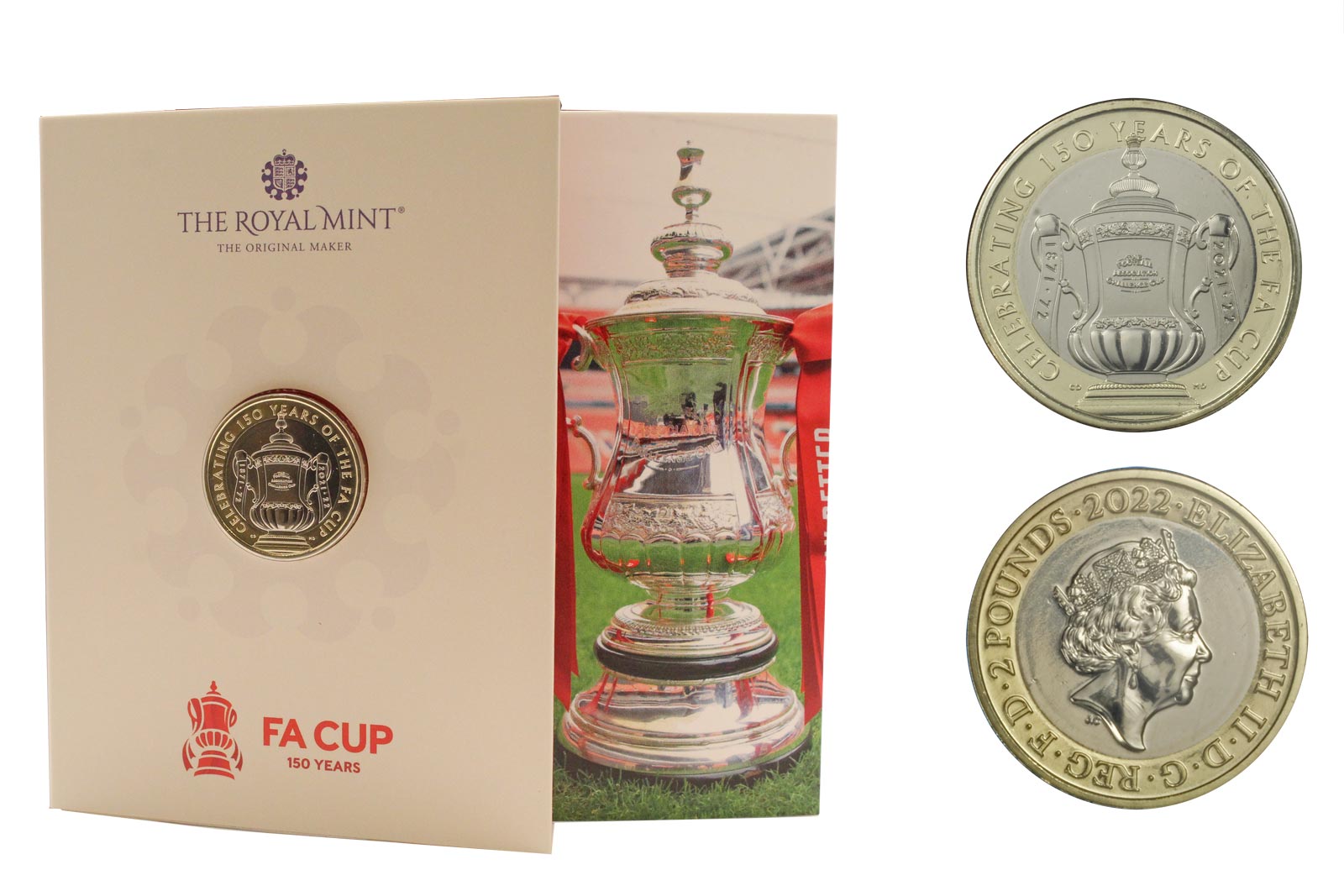 "FA Cup - 150 anniversario" - 2 sterline in nickel in folder 