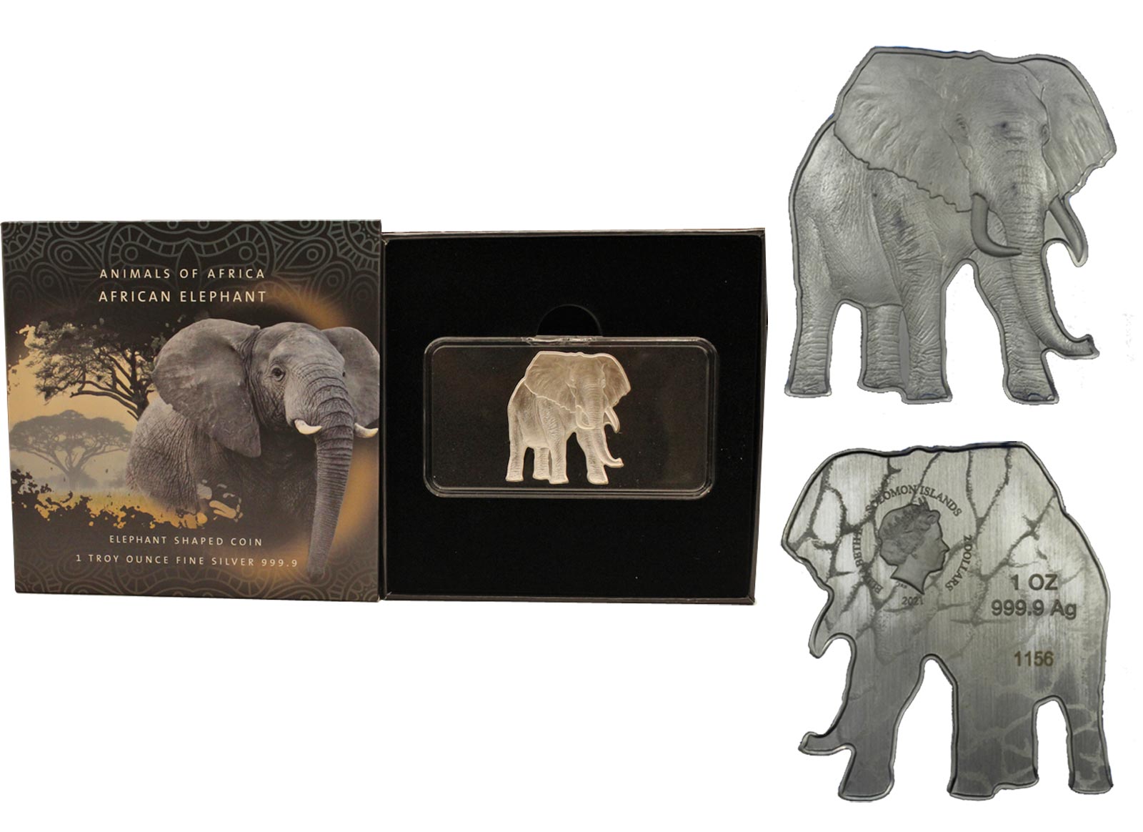 "Animali dell'Africa: Elefante" - 2 dollari gr. 31,103 in arg.999/ - reverse proof