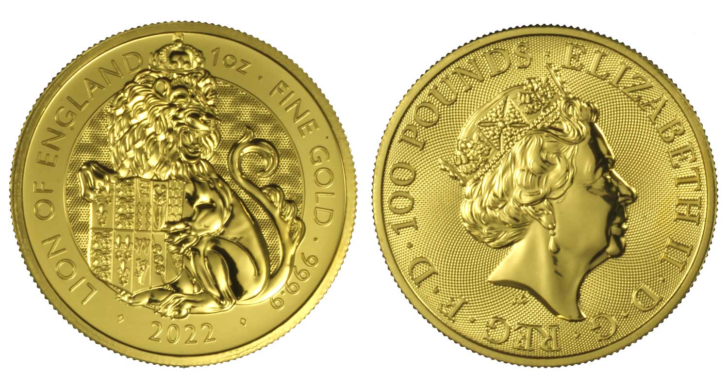Tudor Beasts: The Lion of England - 100 Pounds gr. 31,103 in oro 999/000 