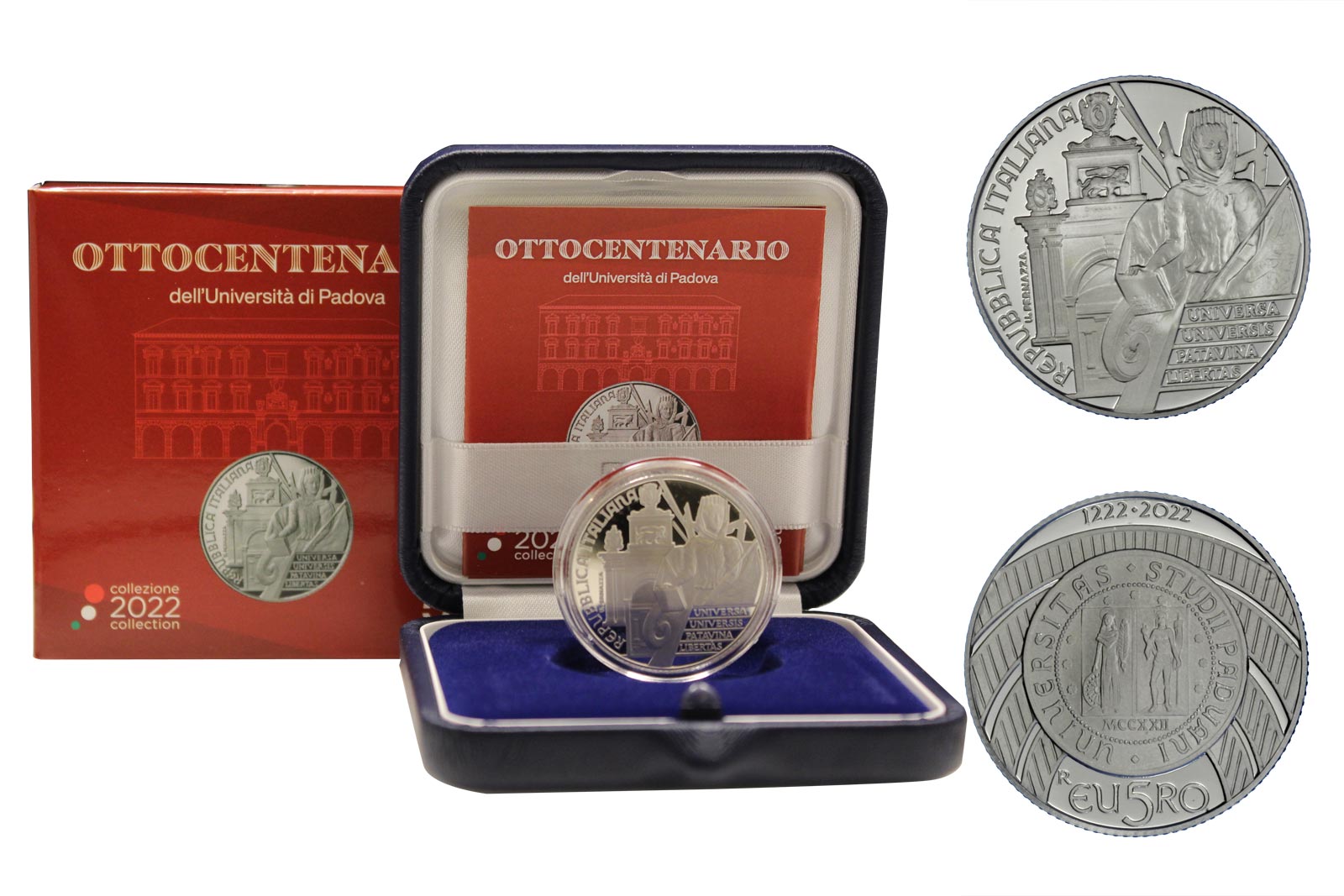 "Ottocentenario Università di Padova" - Moneta da 5 euro gr. 18,00 in ag. 925/000