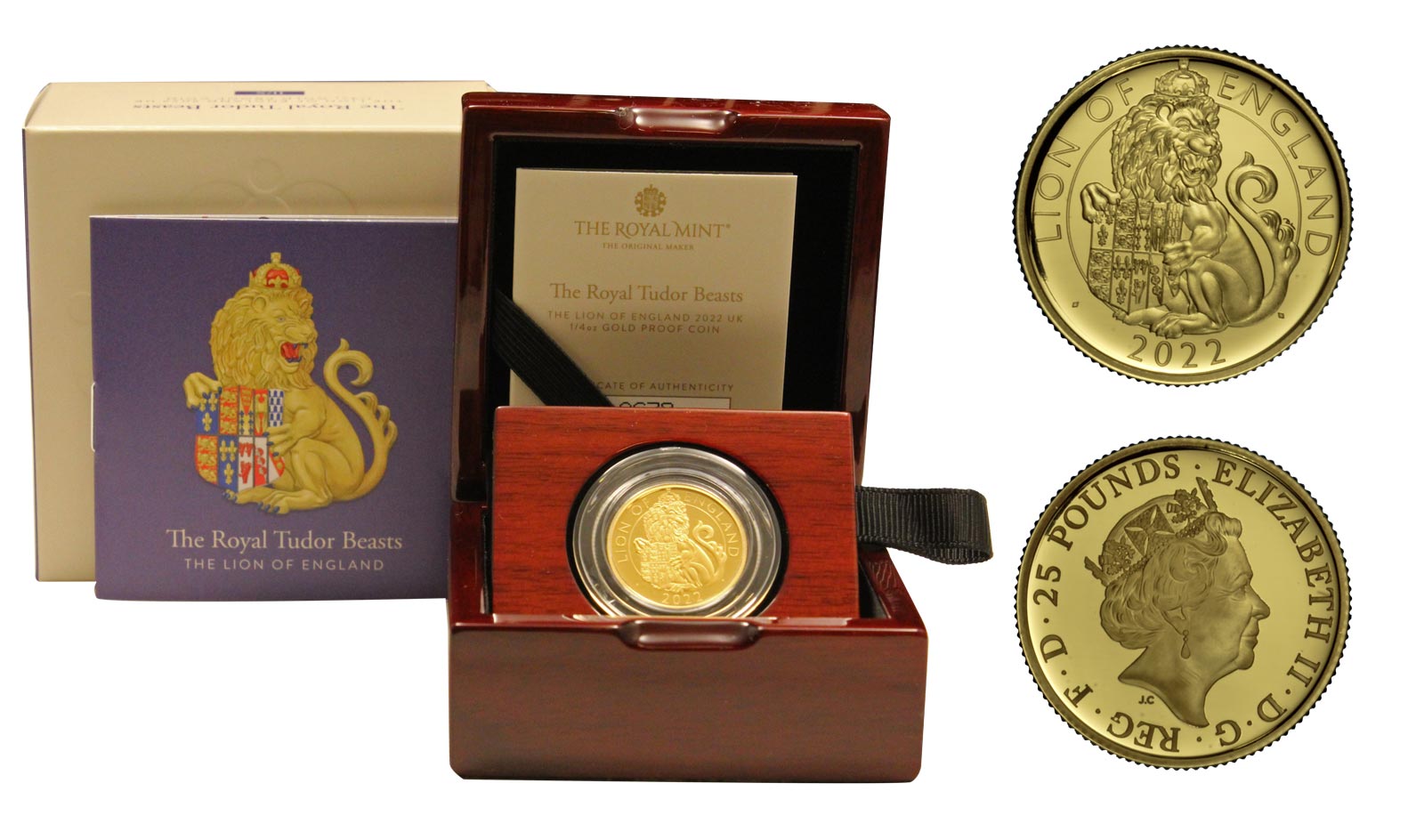 "Tudor Beasts: Leone d'Inghilterra" - 25 pounds gr. 7,80 in oro 999/000 - Tiratura 1000 pezzi