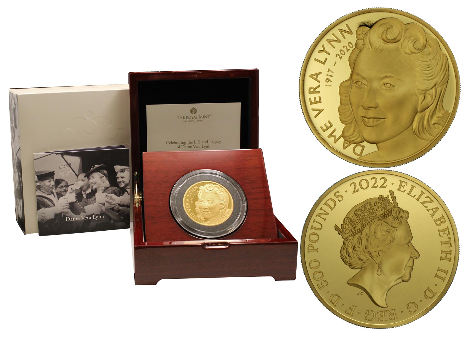 "Dame Vera Lynn" - Moneta da 500 pounds (5oz) gr.156,2 in oro 999/000 - TIRATURA LIMITATA 35 PEZZI 