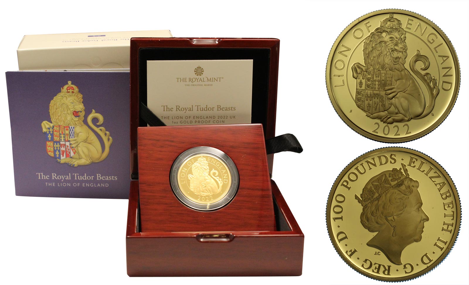 "Tudor Beasts: Leone d'Inghilterra" - 100 pounds gr. 31,21 in oro 999/000 - Tiratura 400 pezzi