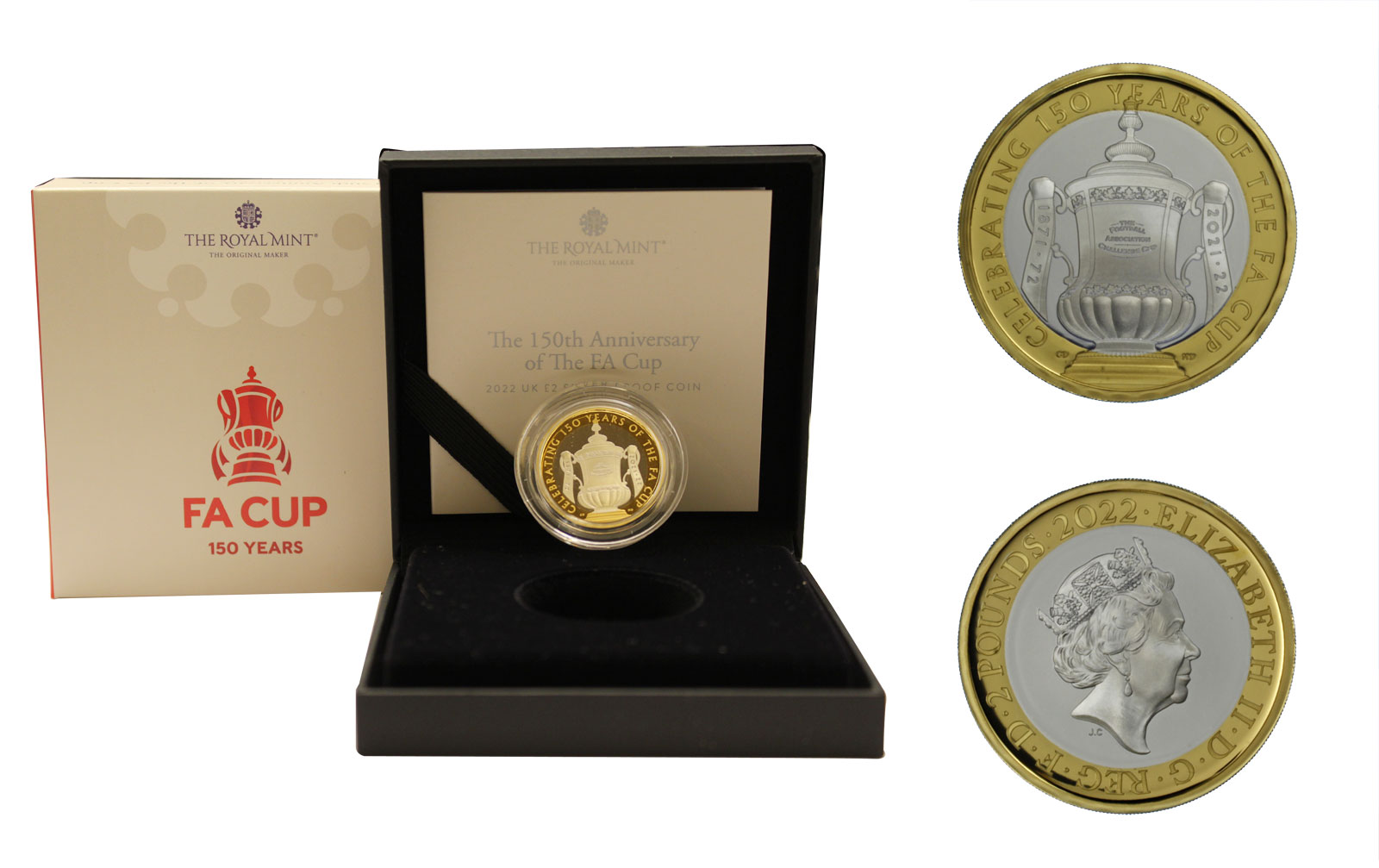 "FA Cup - 150 anniversario" - 2 sterline gr. 12,00 in ag.925/ con anello esterno placcato oro