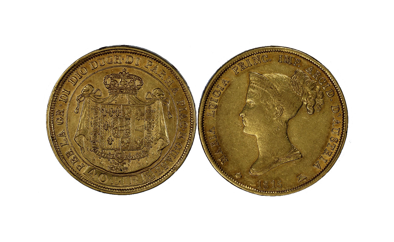 Maria Luigia - 40 lire gr. 12,90 in oro 900/