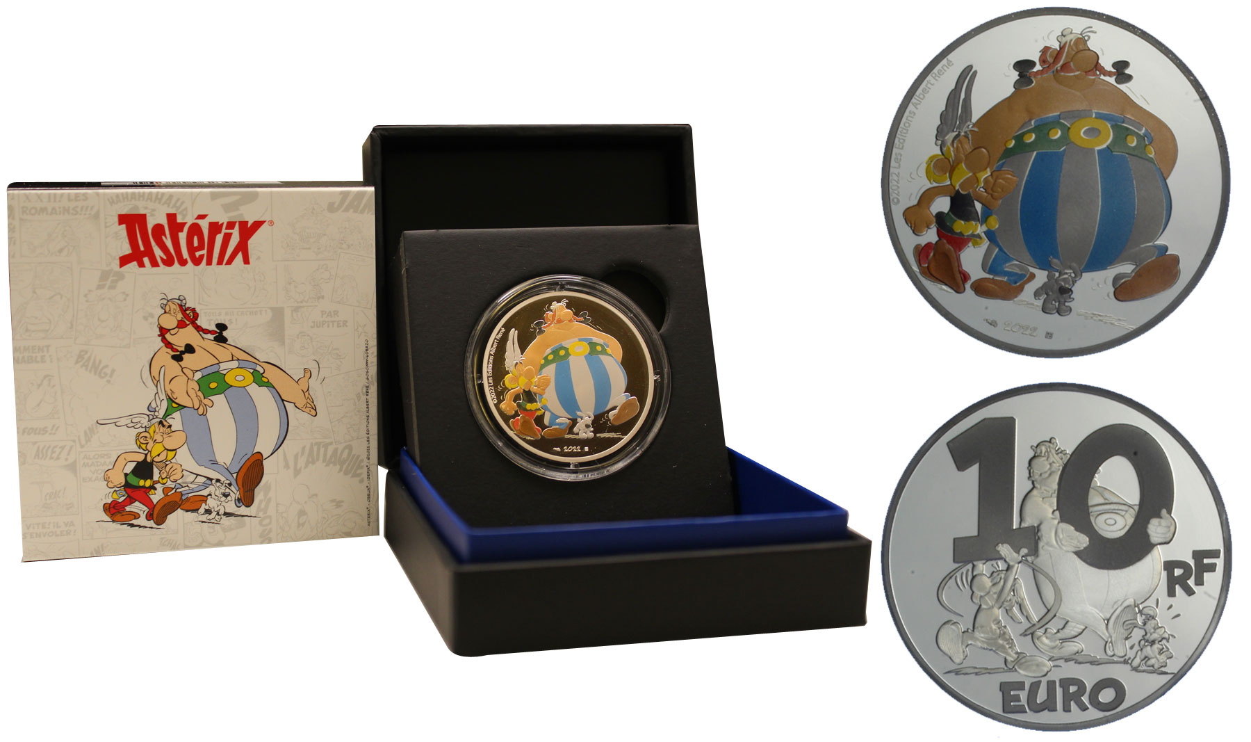 "Il trio Asterix, Obelix e Idefix" - 10 euro gr. 22,2 in ag. 999/000 