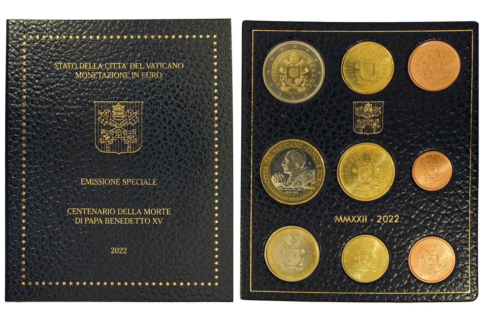 Emissione speciale "Centenario della morte di Papa Benedetto XV" - Serie completa di 9 monete in confezione ufficiale