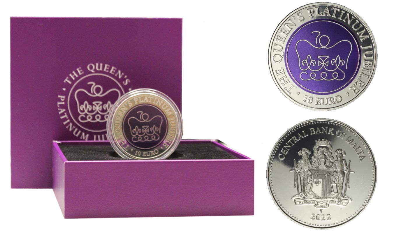 "Giubileo di Platino della Regina Elisabetta II" - 10 euro con particolare colorato gr. 28,28 in argento 925/000 