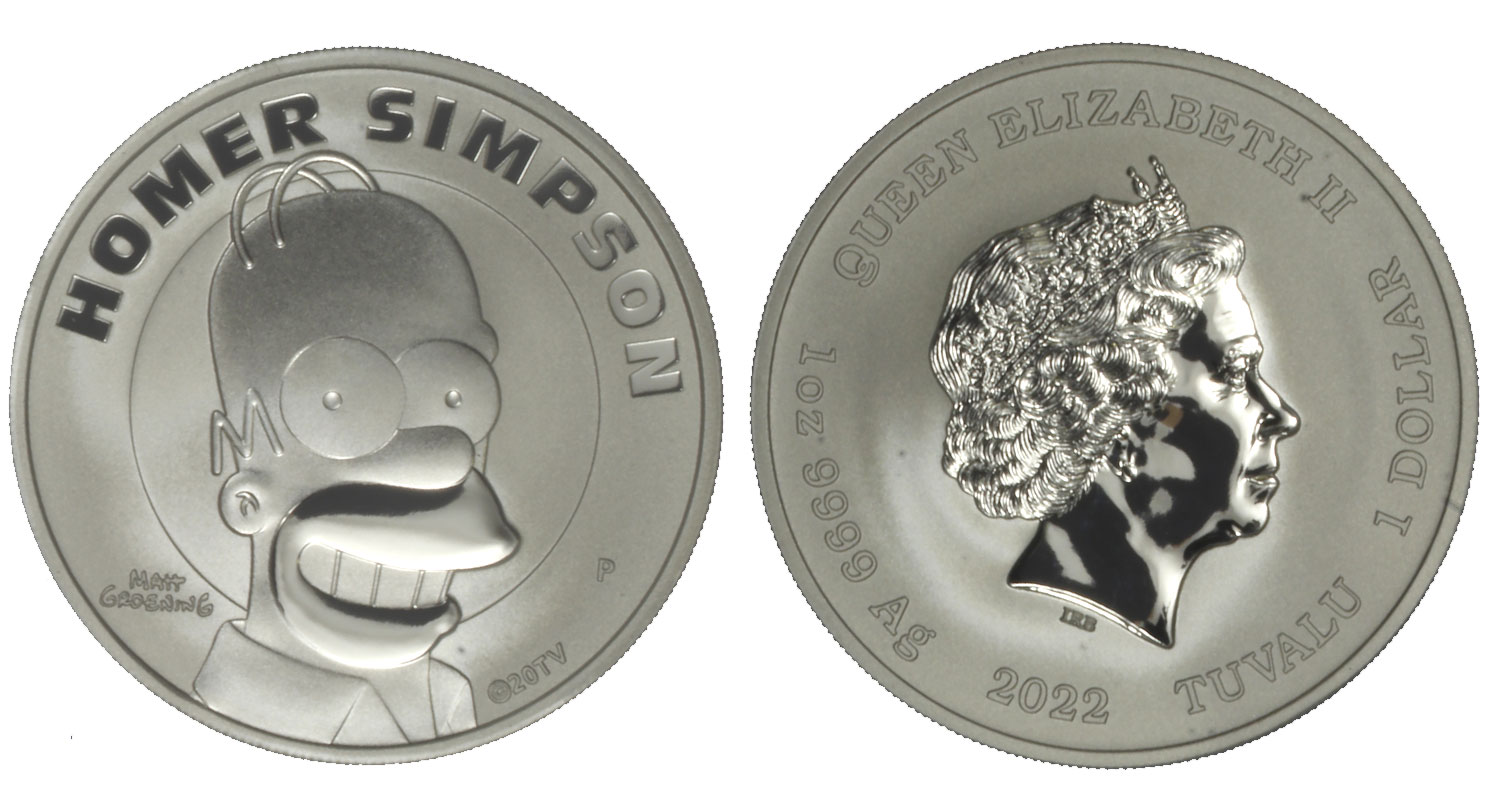 "Homer Simpson" - Moneta da 1 dollaro gr. 31,10 in ag. 999/000 