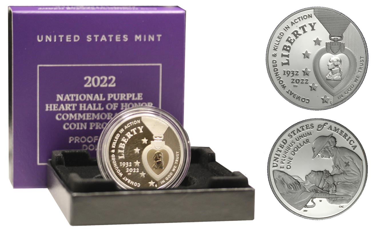 "National Purple Heart Hall of Honor" - Moneta da 1 dollaro gr. 26,73 in ag 999/000
