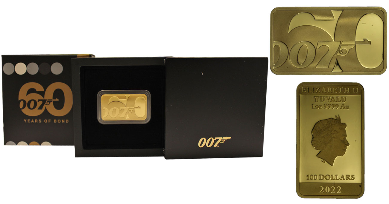 "James Bond" -  100 dollari gr. 31,103 in oro 999/000 - Tiratura 300 pezzi
