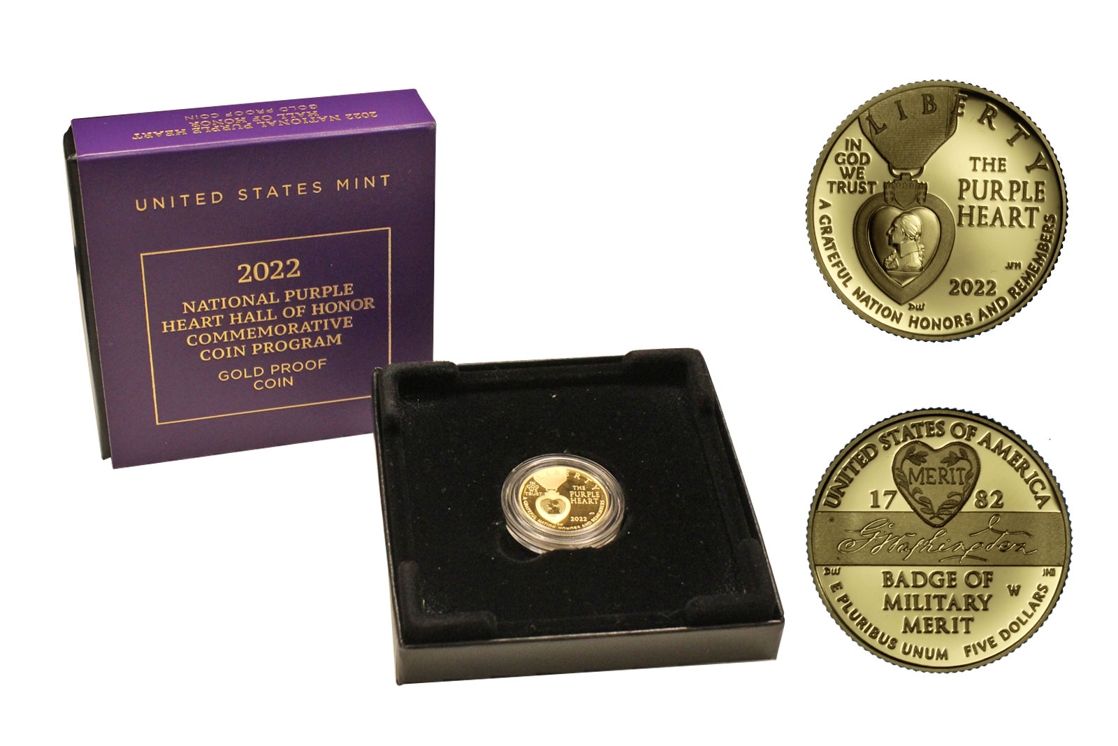 "National Purple Heart" - 5 dollari gr. 8,36 in oro 900/000 