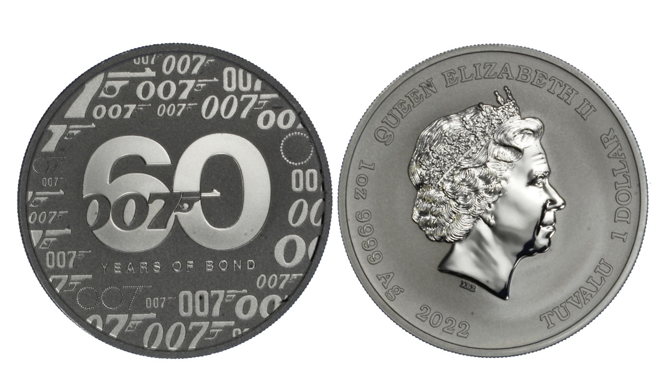 "James Bond - 60° anniversario" - 1 dollaro gr. 31,103 (1 oz) in argento 999/000