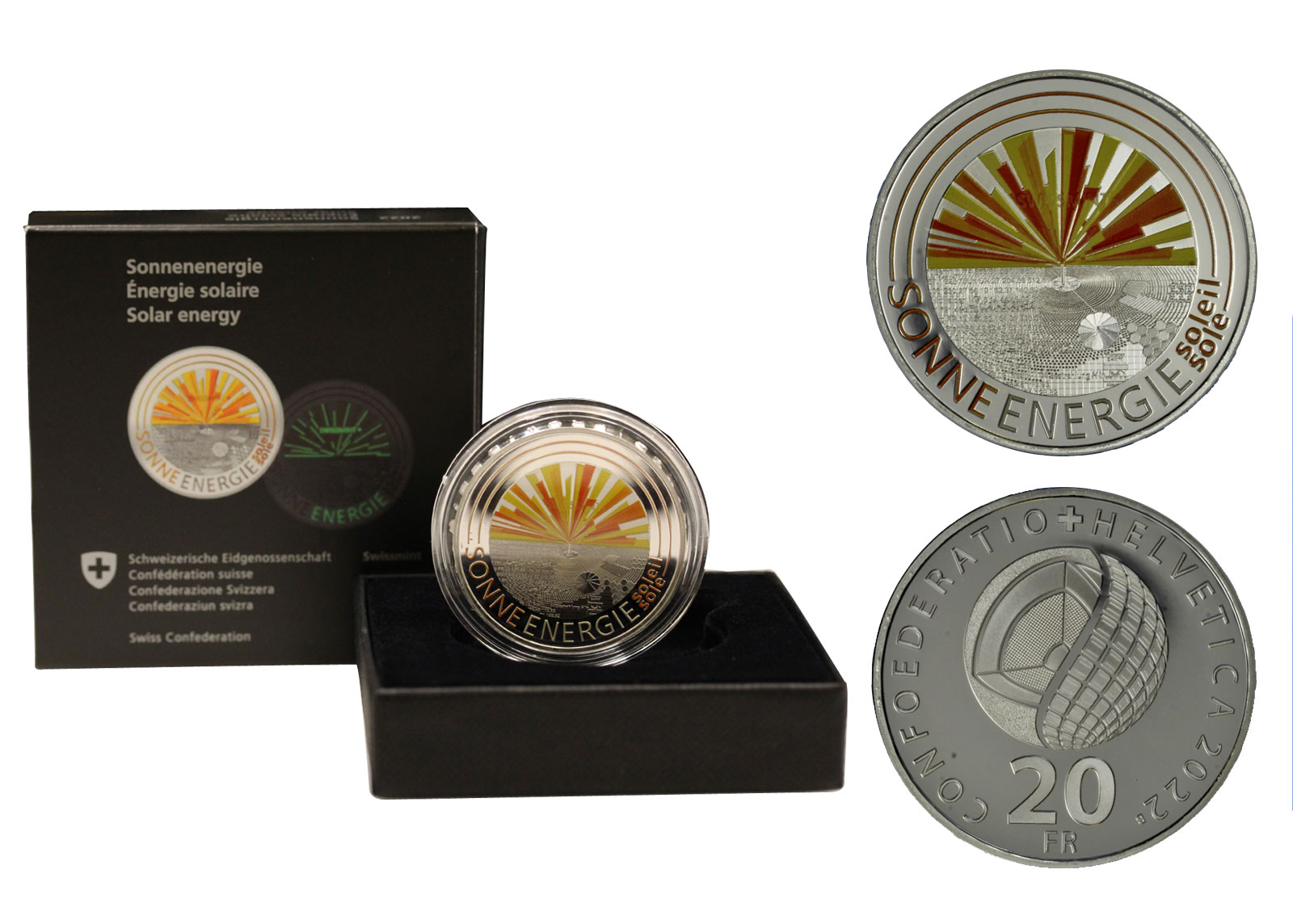 "Energia Solare" - Moneta da 20 Franchi gr. 20 in argento 835/000