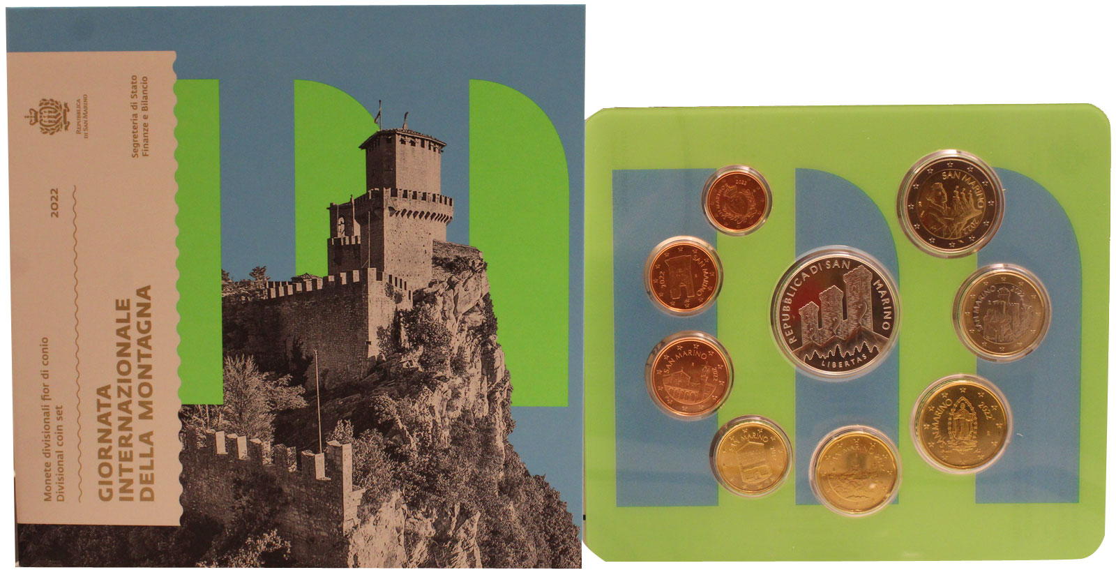 "Giornata internazionale della montagna" - Serie divisionale di 9 monete con 5 euro gr. 18,00 in arg. 925/ - In conf. originale