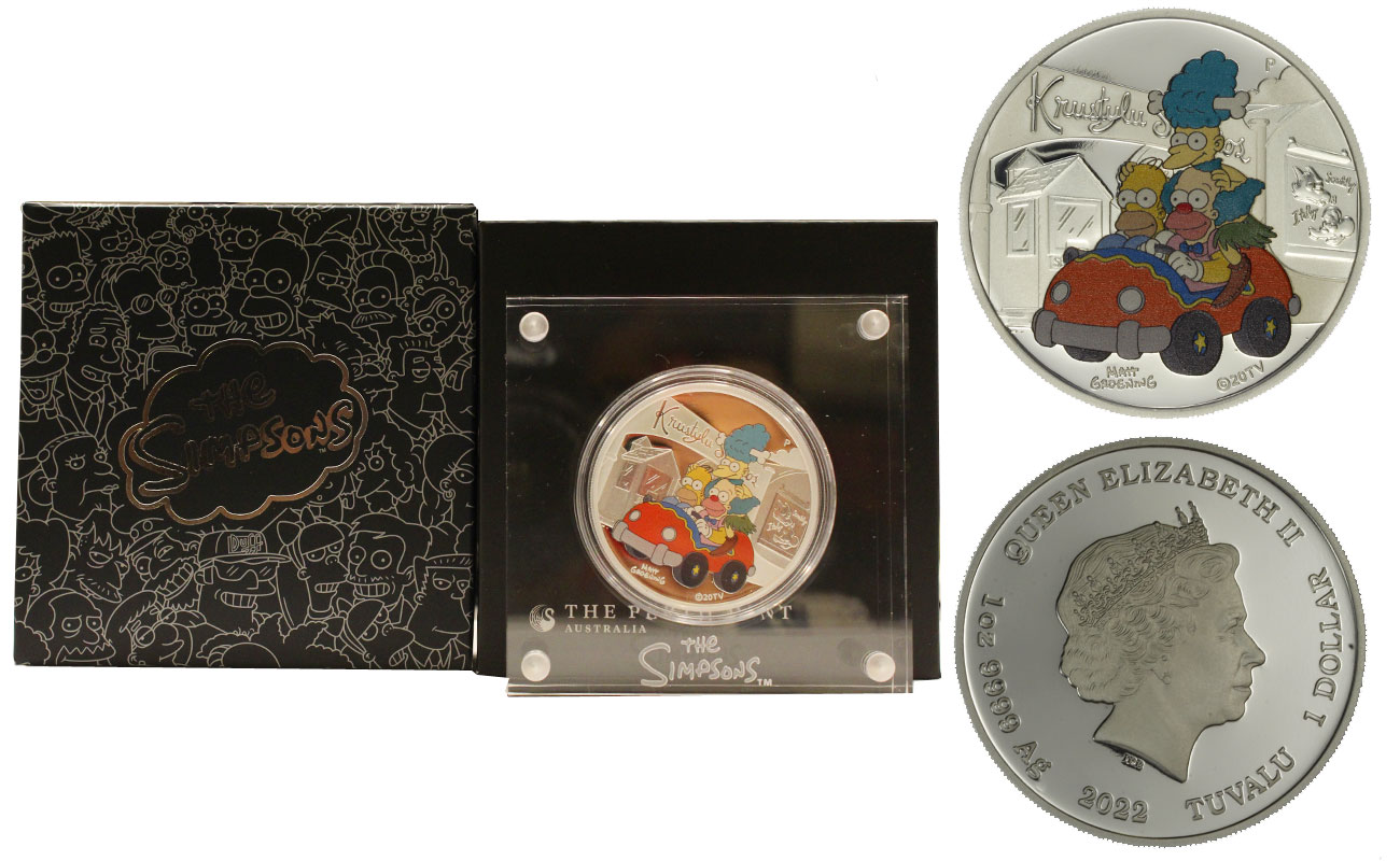 "Krustylu Studios" - Moneta da 1 dollaro gr. 31,10 in ag. 999/000