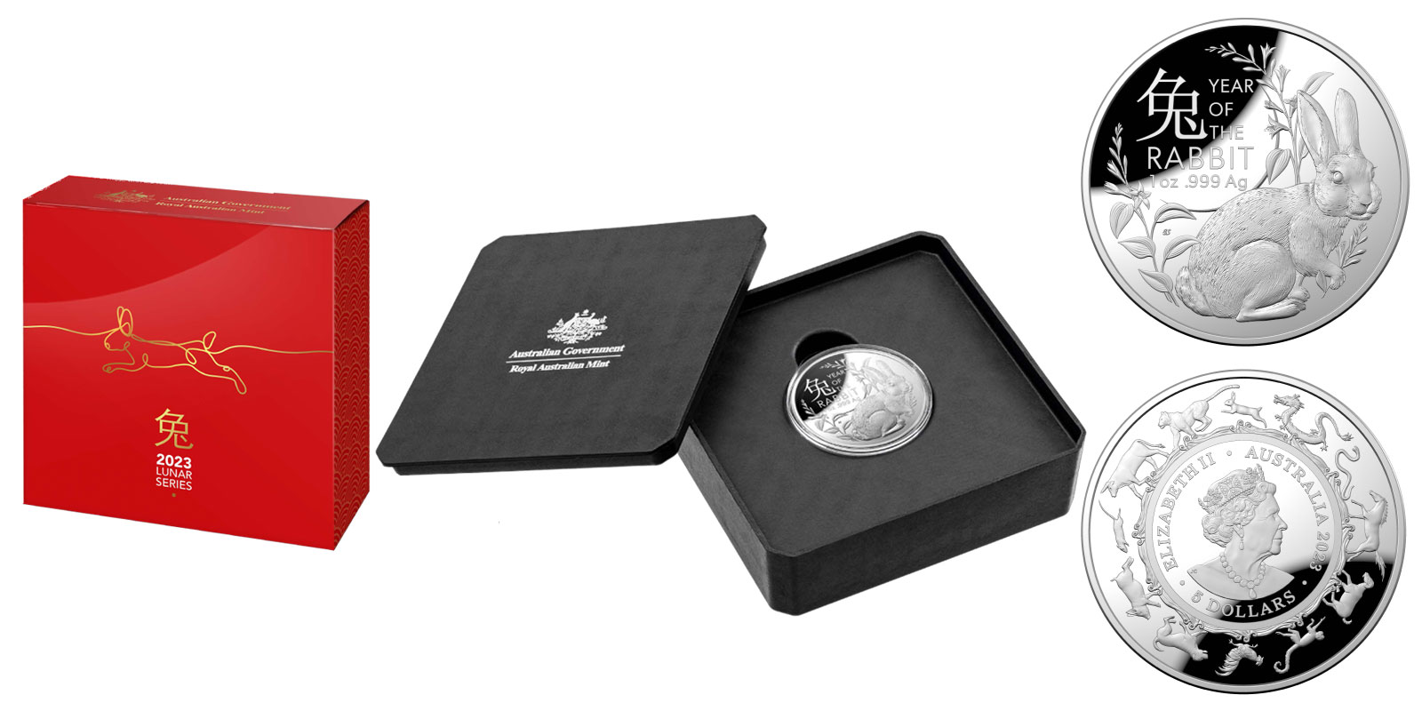 "Calendario Lunare III serie: Coniglio" - 5 Dollari gr. 31,103 in argento 999/°°° moneta a cupola