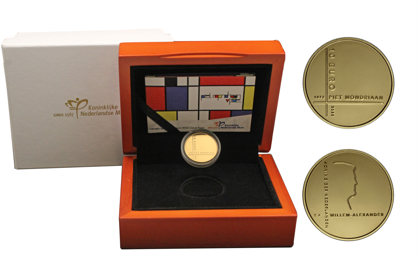 "Arte - Piet Mondrian" - 10 euro gr. 6,72 in oro 900/000 - Tiratura 800 pezzi