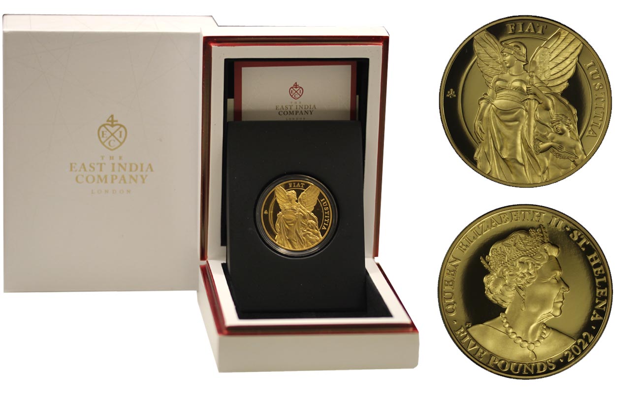 "The Queen's Virtues: Giustizia"" - 5 pounds gr. 31,103 in oro 999/000 - Tiratura 250 pz