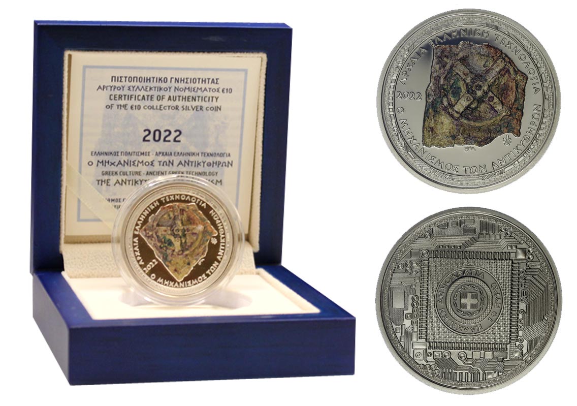"Tecnologia dell'Antica Grecia - Antikythera Mechanism" - Moneta da 10 euro gr. 34,10 in ag. 925/000