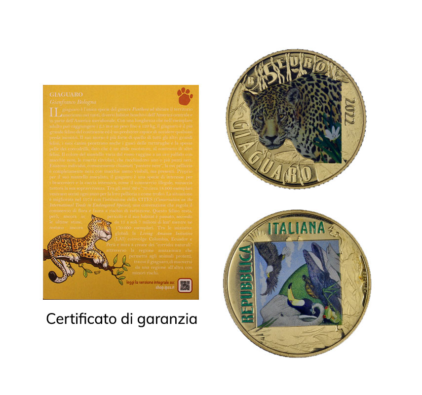 "Serie mondo sostenibile: giaguaro"-  5 Euro - In capsula con certificato allegato