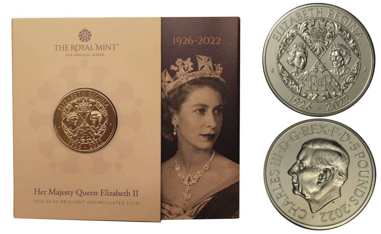 "In memoria della Regina Elisabetta II" - Moneta da 5 pounds in nickel