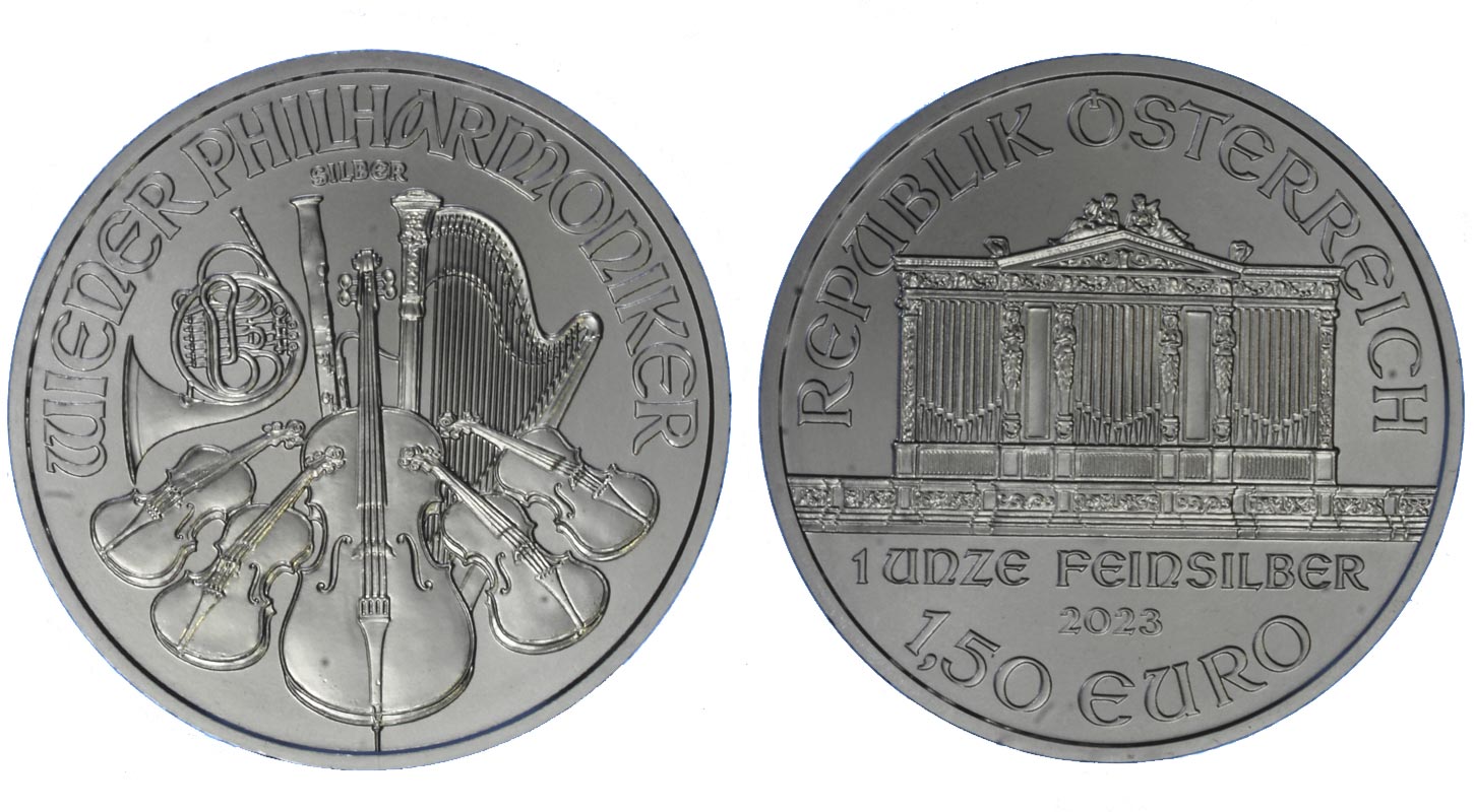 "Filarmonica" - moneta da 1,50 euro gr. 31,103 (1 oncia) in ag.999/000
