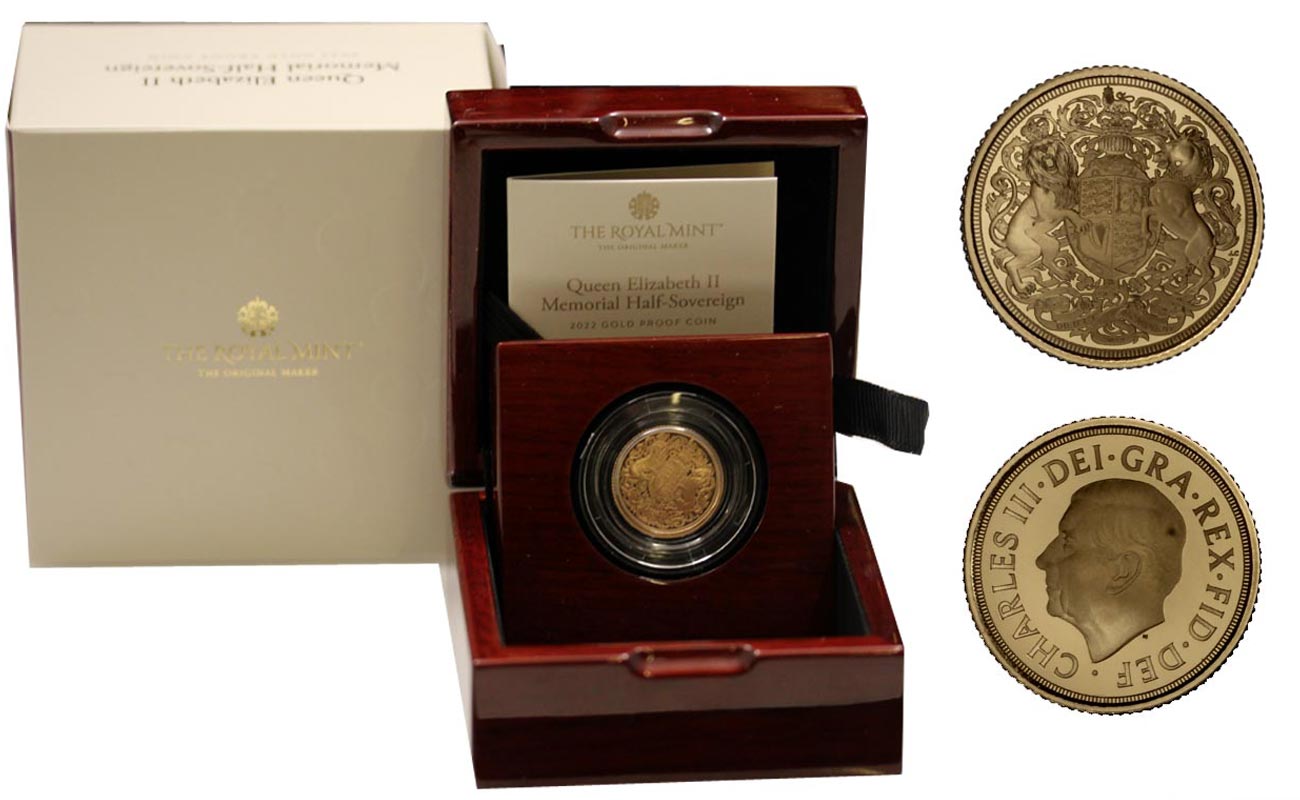 "Memoriale della Regina Elisabetta" - Mezza Sterlina gr. 3,99 in oro 917/000 - Tiratura 3000 pezzi 