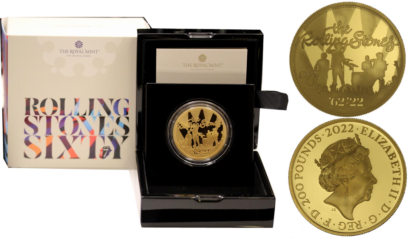 "Music Legends: Rolling Stones"- Regina Elisabetta II - 200 Pounds gr. 62,42 in oro 999/ - Tiratura 150 pezzi
