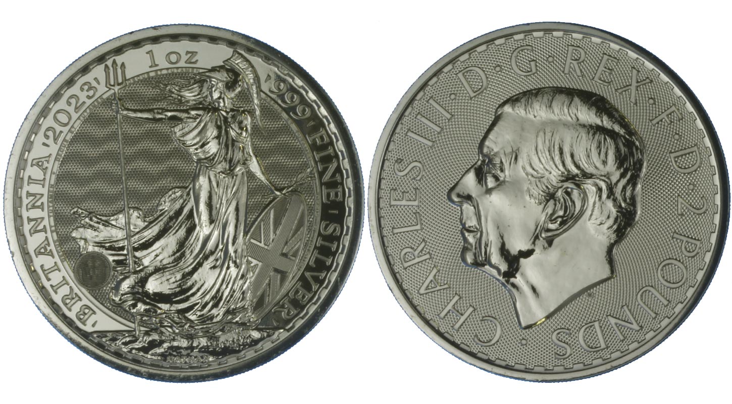 "Britannia - Re Carlo III" - moneta da 2 sterline (1 oncia) gr. 31,10 in ag.999/000