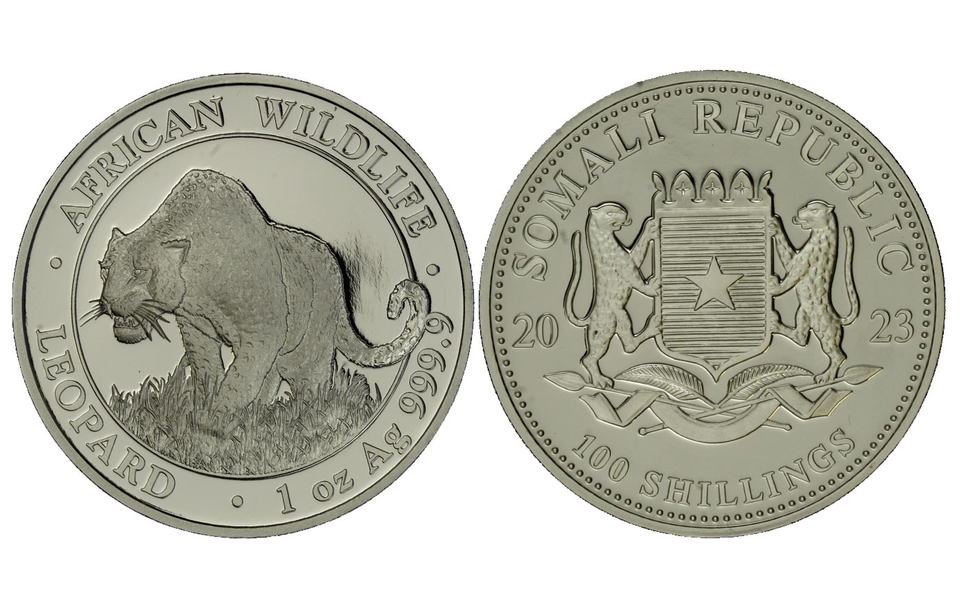 "Leopardo" - moneta da 100 Scellini (1 oncia) gr. 31,10 in ag.999/000