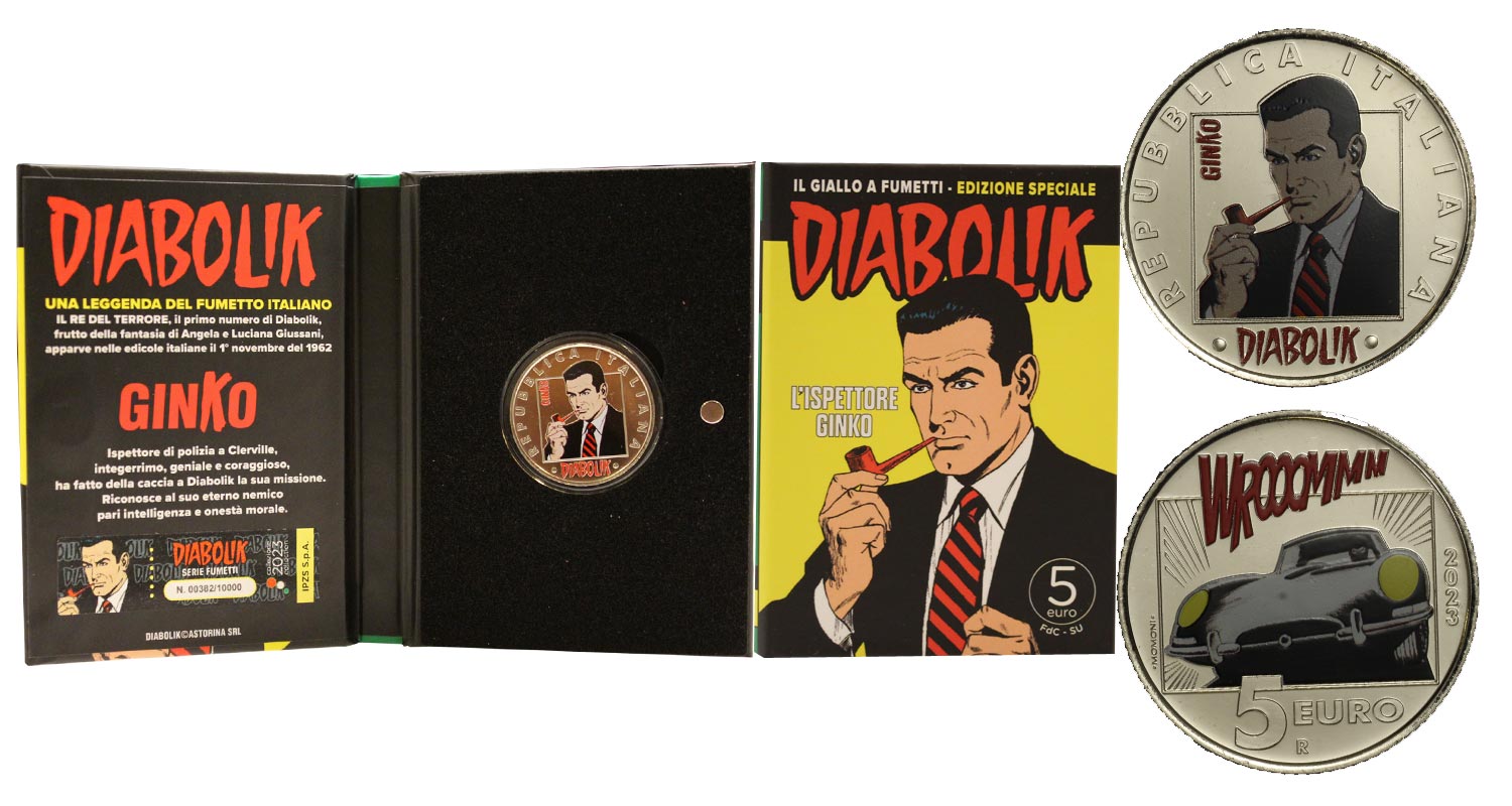 "Serie Fumetti: Diabolik - L'ispettore Ginko" - 5 Euro - Tiratura 10000 pezzi