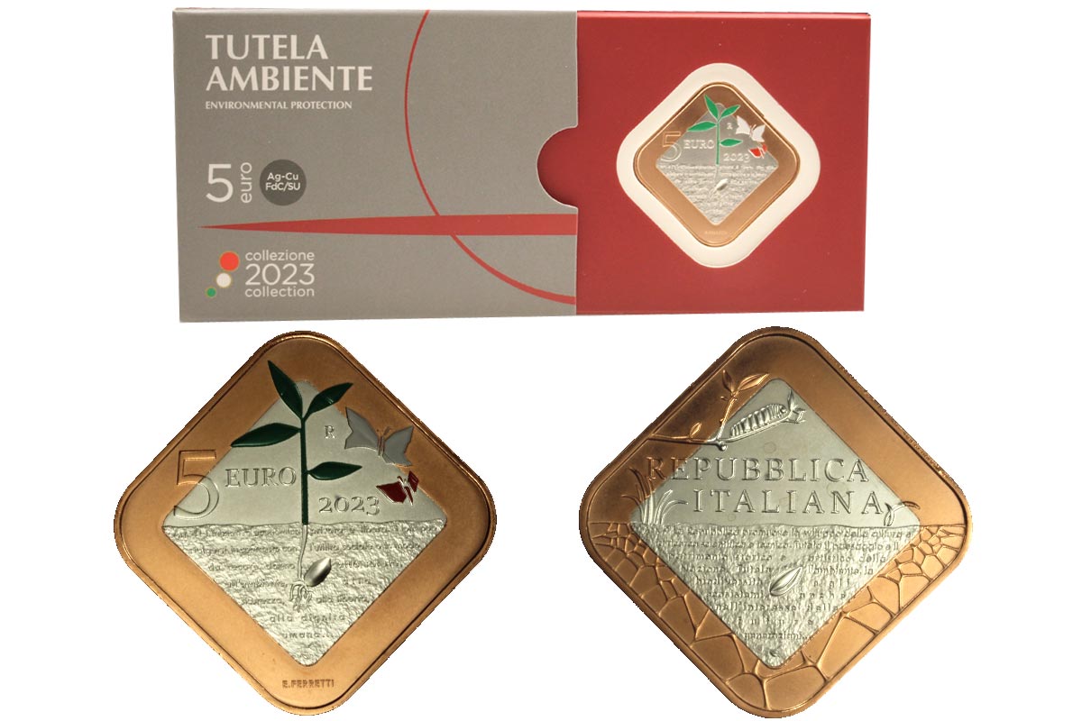 "Tutela dell'Ambiente" - Moneta da 5 euro gr. 15,5 argento e rame - Tiratura 3000 pezzi
