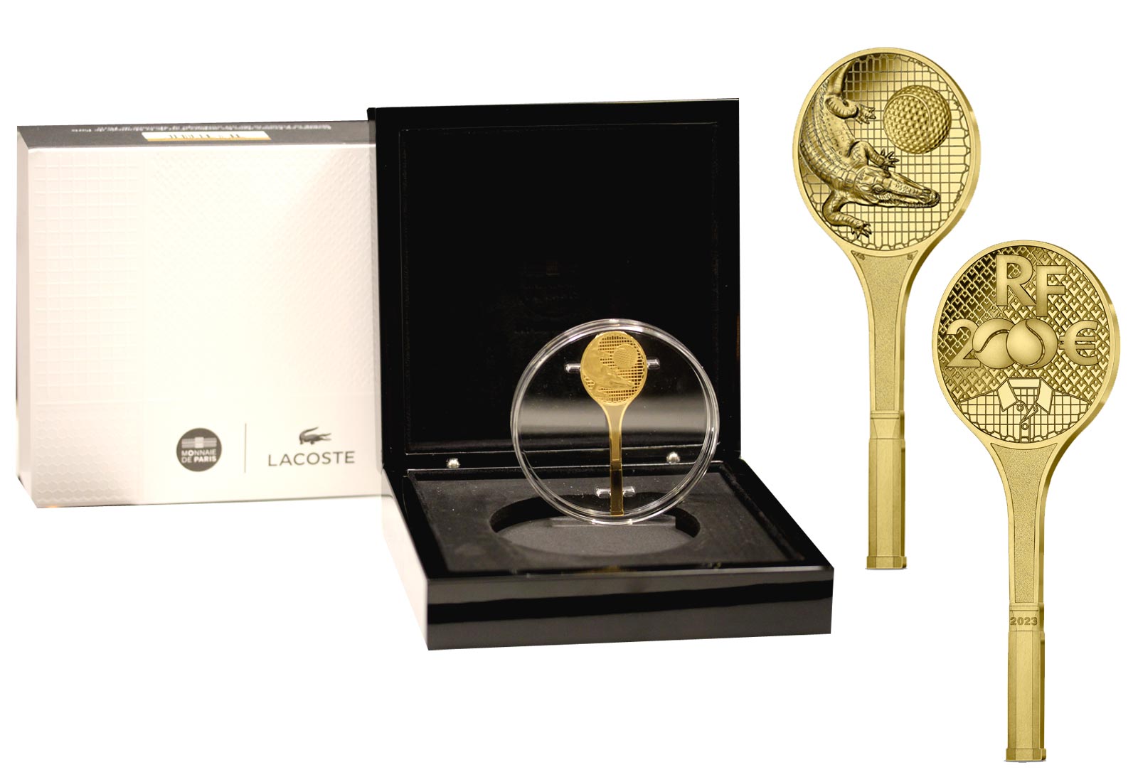 "90 anni Lacoste" - Moneta sagomata - 200 euro gr. 31,104 in oro 999/000 - Tiratura limitata 500 pezzi