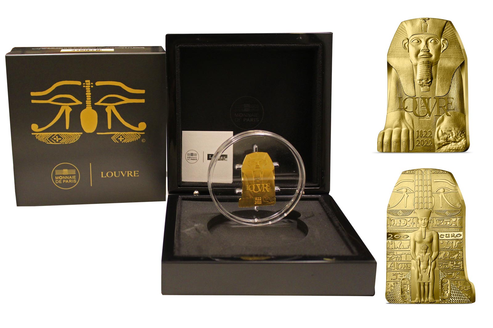 "Louvre - sfinge" - Moneta sagomata da 200 euro gr. 31,104 in oro 999/000 - Tiratura limitata 250 pezzi 