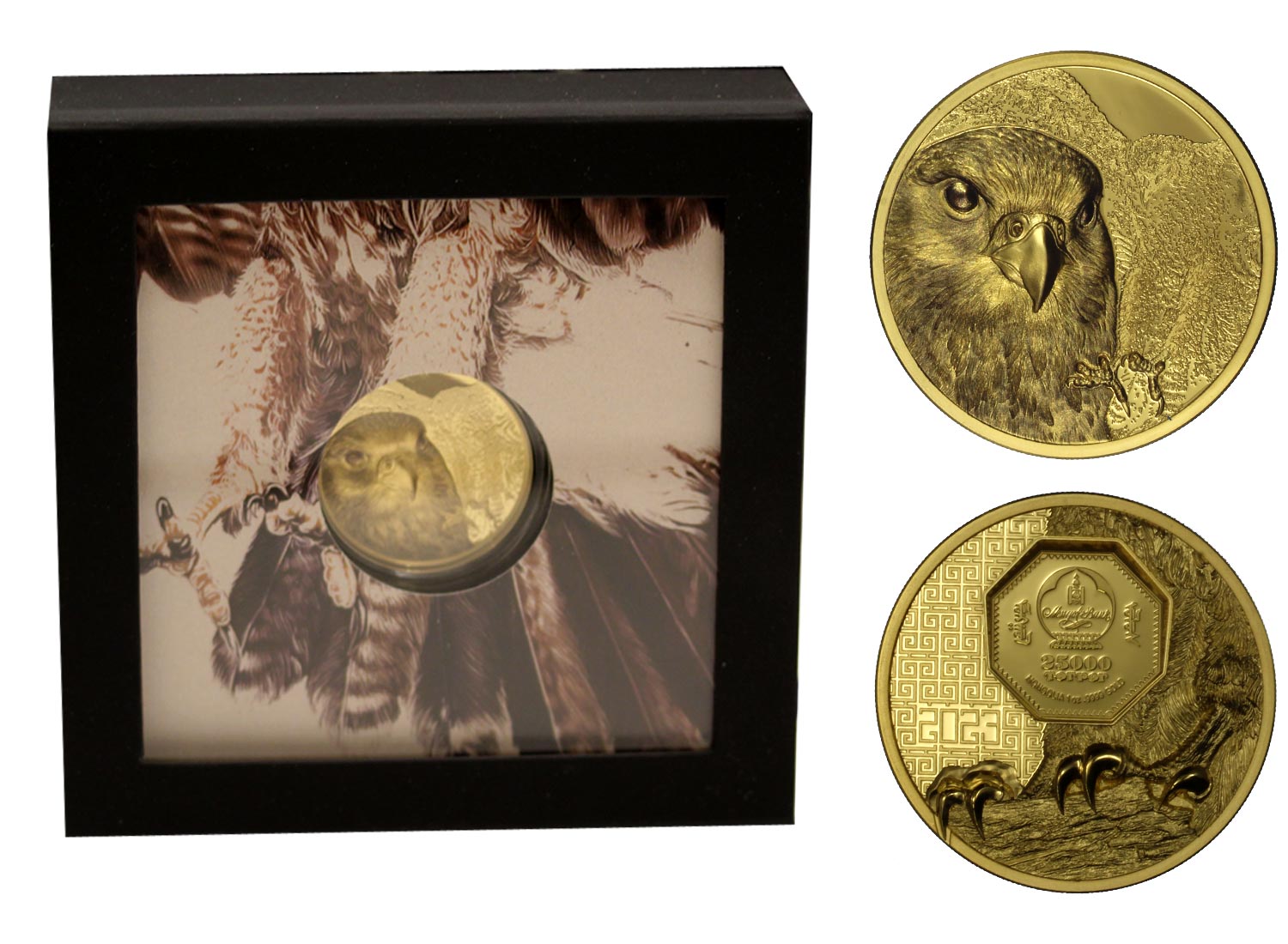 "Falco" in altorilievo - 25000 togrog gr. 31,10 in oro 999/000 - Tiratura 199 pezzi