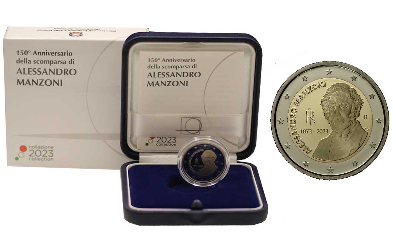"150° Anniversario della scomparsa di Alessandro Manzoni" - moneta da 2 euro in confezione ufficiale 