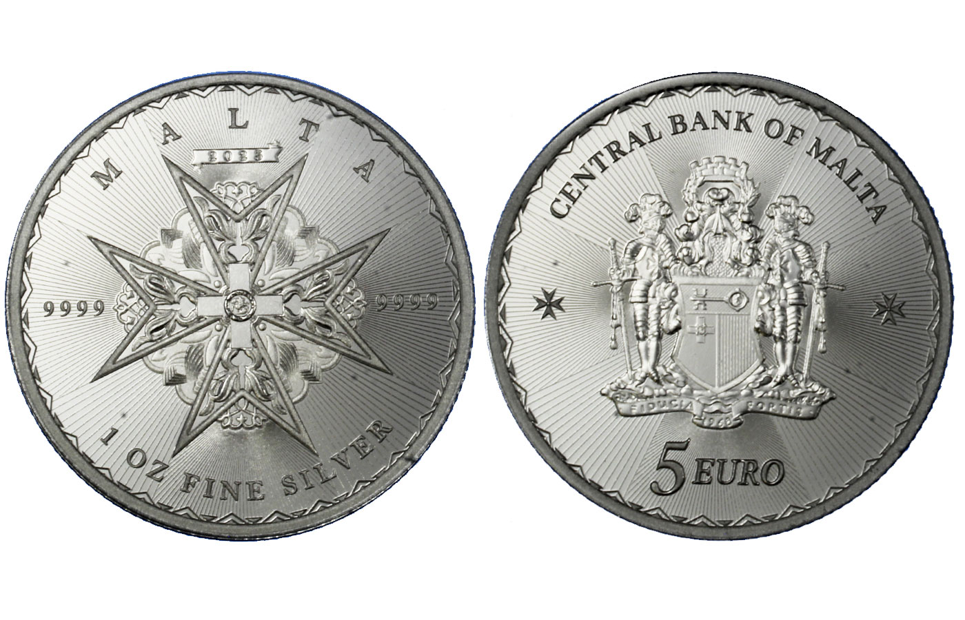 "Maltese Cross - Croce di Malta" - moneta da 5 dollari (1 oz) - gr.31,103 in ag.999/000