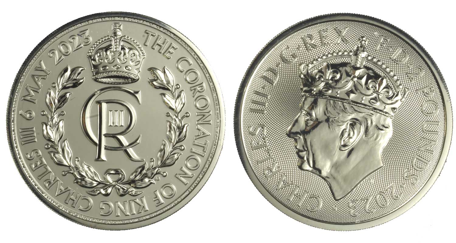 "Incoronazione di Re Carlo III" - 2 sterline (1 oncia) gr. 31,103 in ag. 999/000