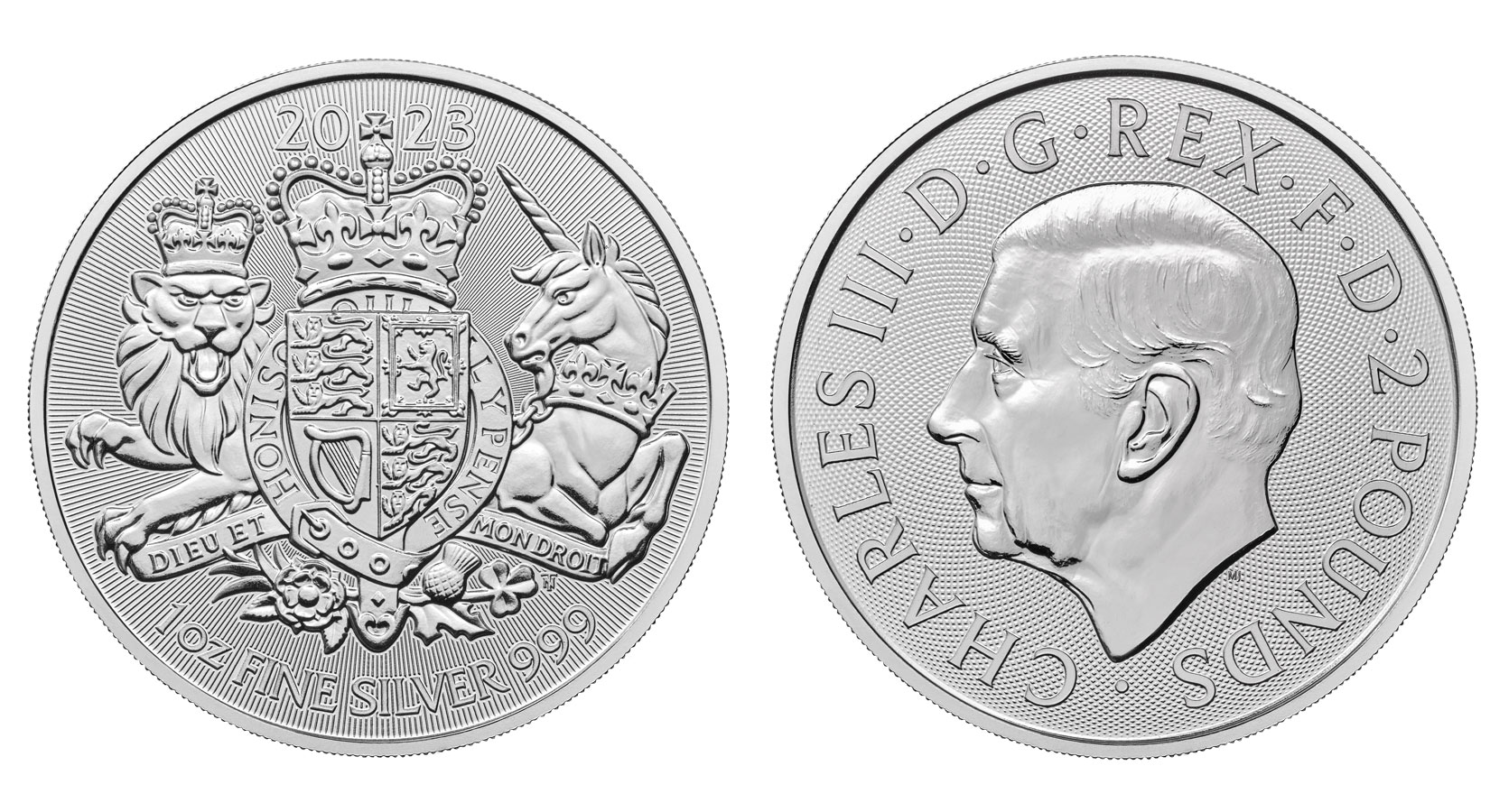 "Royal Arms" - moneta da 2 sterline (1 oz) gr. 31,10 in ag. 999/°°°