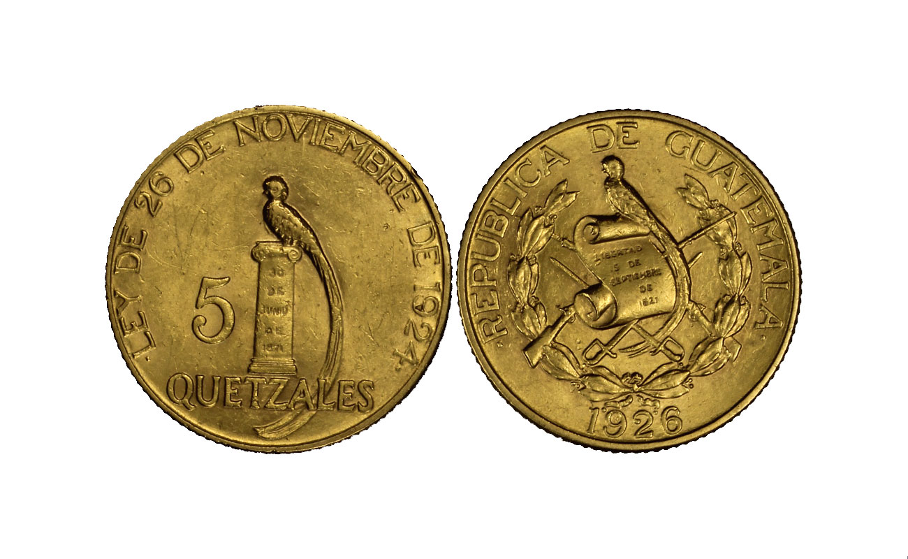 5 Quetzales gr. 8,35 in oro 900/