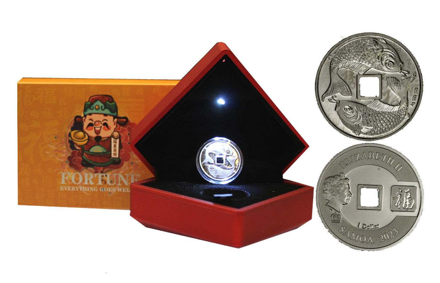 "Fortuna" - Regina Elisabetta II - Dollaro gr. 10,00 in arg. 999/ - tiratura limitata 6666 pezzi