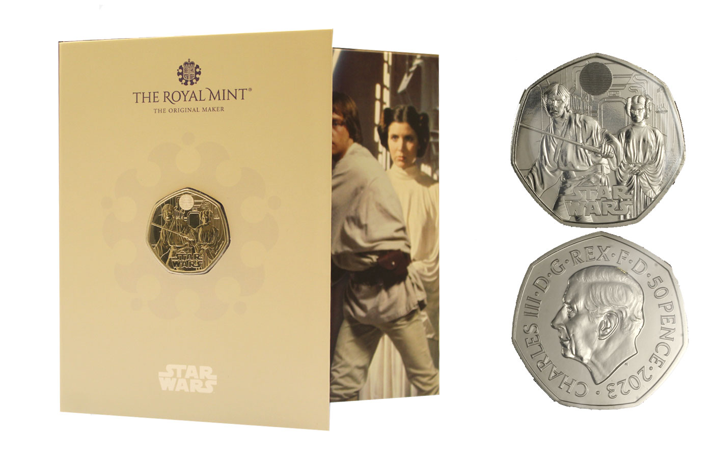 "Star Wars: Luke Skywalkers e Principessa Leia" - Re Carlo III - 50 pence - In folder