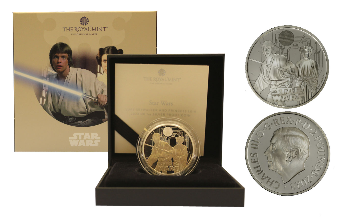 "Star Wars: Luke Skywalkers e Principessa Leia" - Re Carlo III - 2 pounds gr. 31,21 in arg. 999/°°°