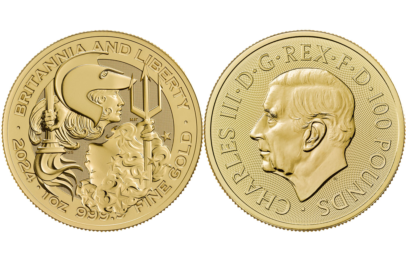 "Britannia and Liberty" - Re Carlo III - Oncia gr. 31,103 in oro 999/°°°